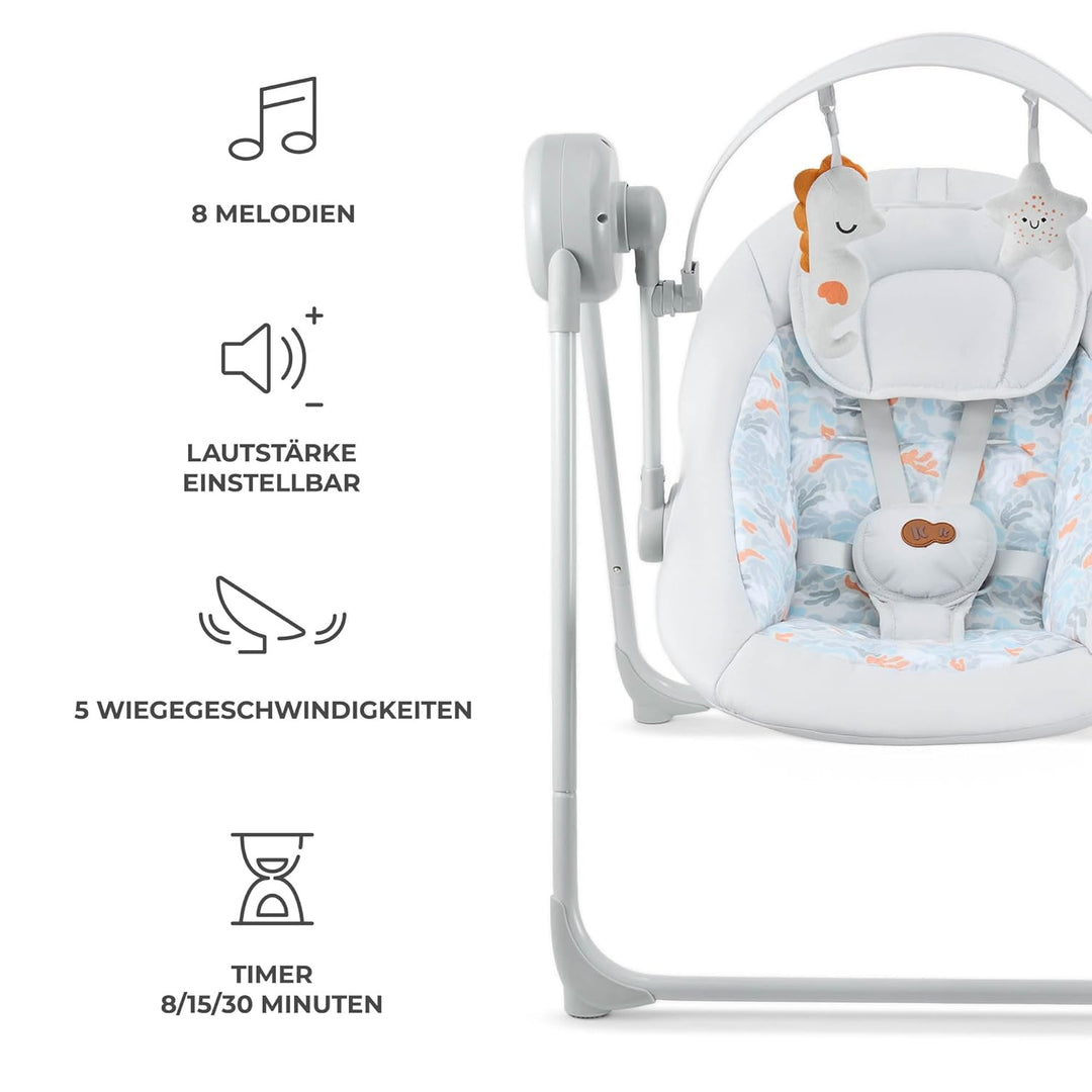 Kinderkraft SWINGEE Elektrische Babywippe, mit Schwingfunktion, eingebauter Timer, verstellbare Rück