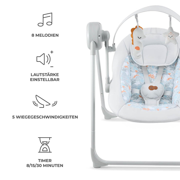 Kinderkraft SWINGEE Elektrische Babywippe, mit Schwingfunktion, eingebauter Timer, verstellbare Rück
