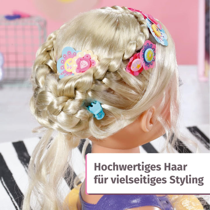 BABY born 825990 Sister Styling Head, Puppen-Frisierkopf zum Schminken, Stylen und Frisieren mit hoc
