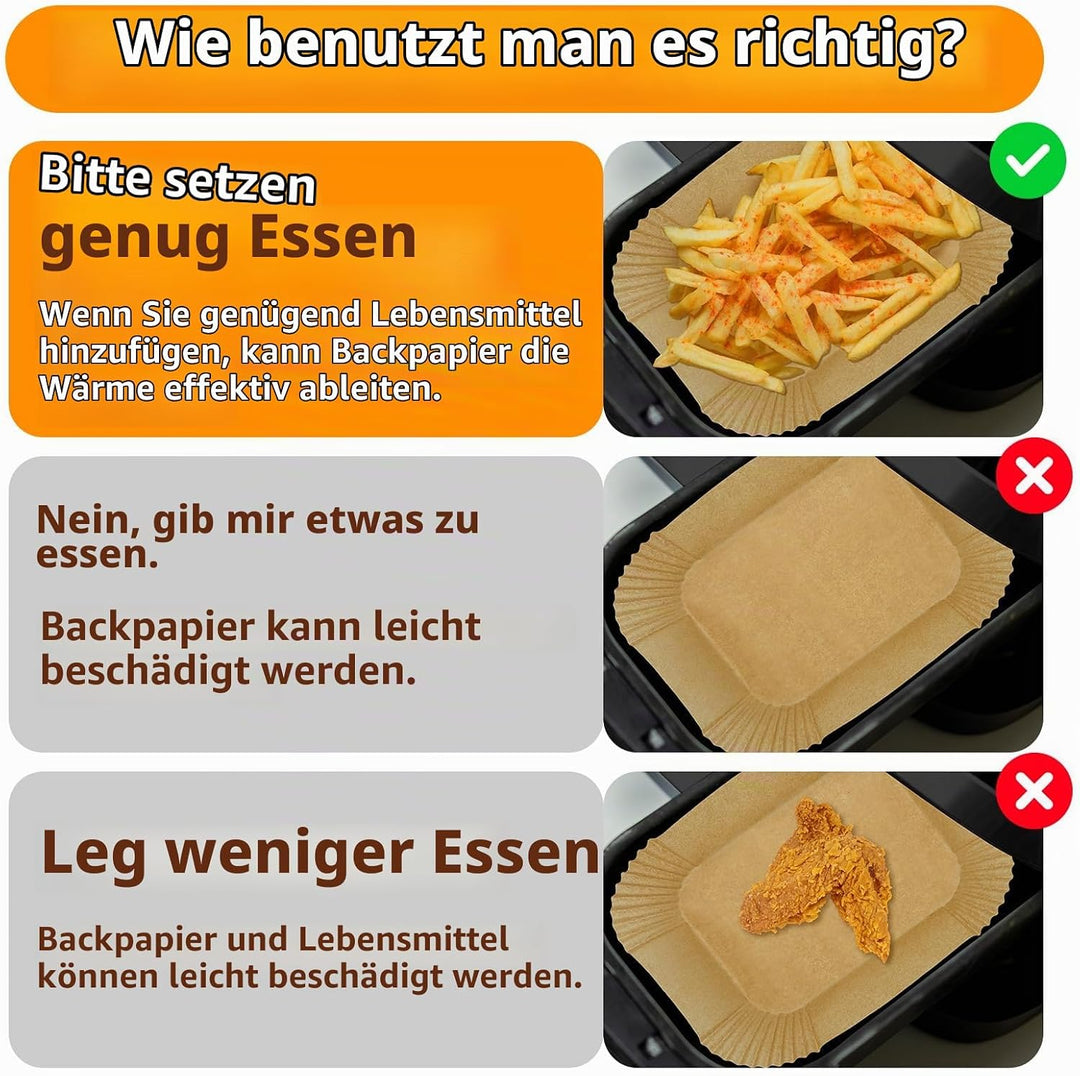 160 Stück Backpapier für Heissluftfritteuse Ninja AF500EU AF500EUCP 10.4L, Cecotec 9000, COSORI Twin