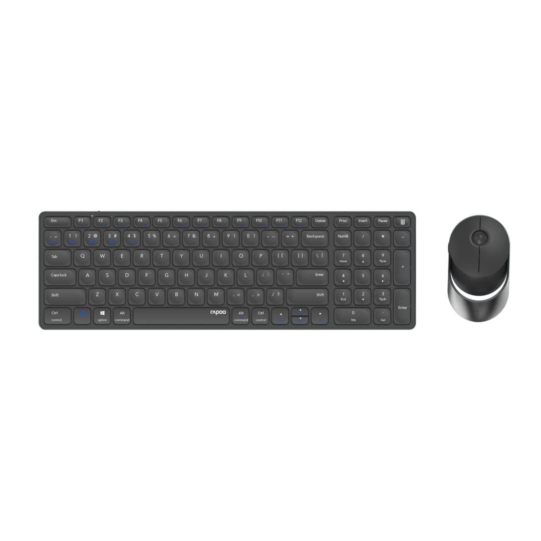 Rapoo 9750M kabelloses Tastatur-Maus Set Wireless Deskset 1600 DPI Sensor wiederaufladbarer Akku fla