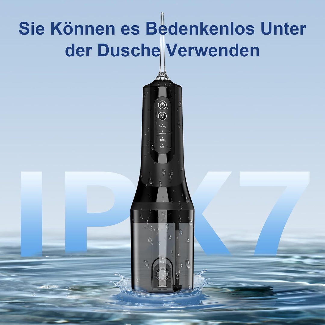 Munddusche Kabellos Elektrisch, Munddusche Testsieger 2025, 260ML Wassertank IPX7 Wasserdicht, 5 Mul