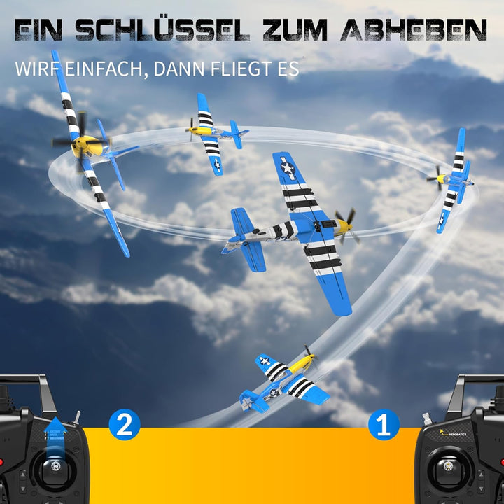 P51D Mustang RC Flugzeug, 2,4Ghz 4-Kanal Ferngesteuertes Flugzeug RTF Aerobatics Flugzeug Spielzeug