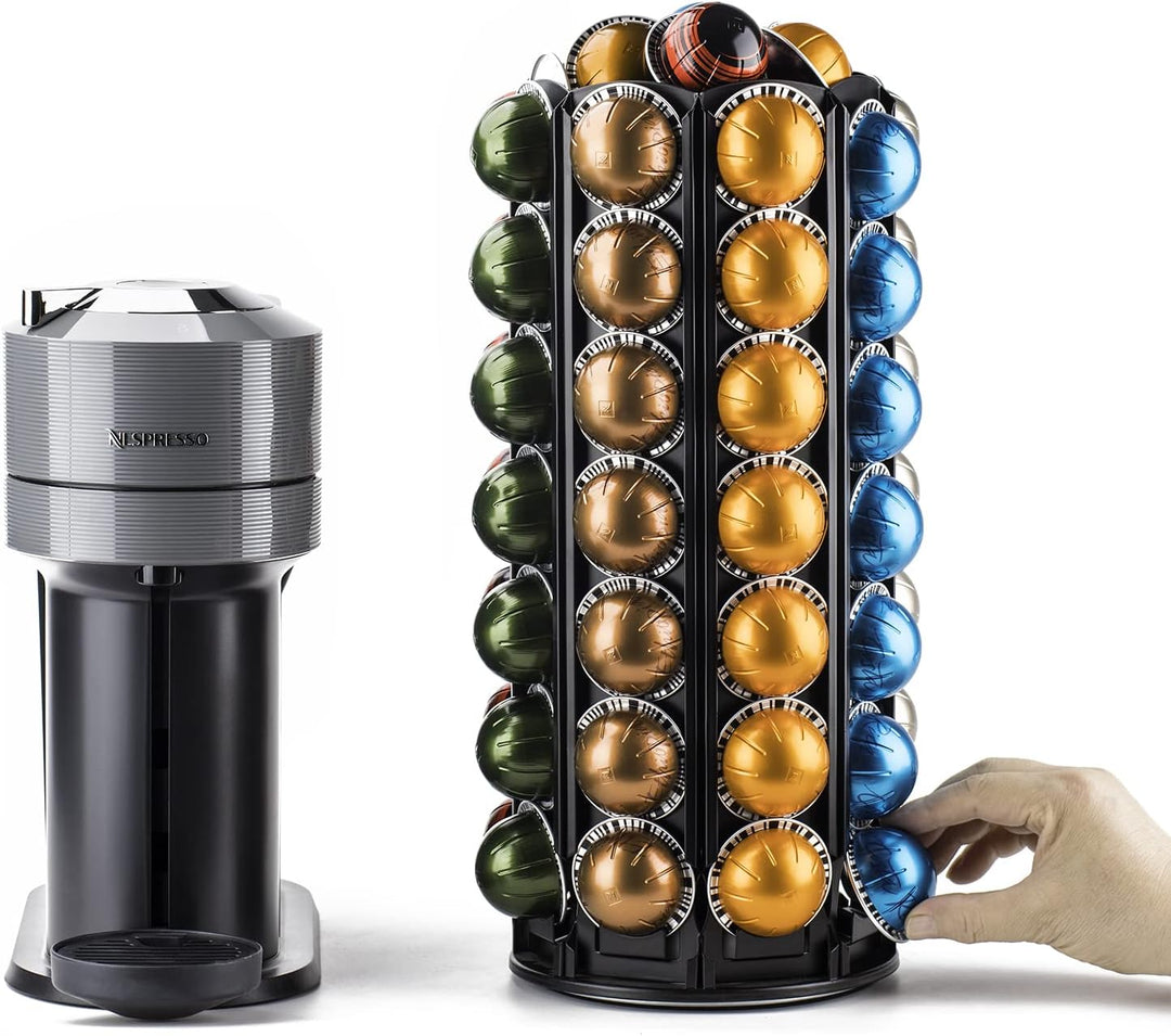 Bagoo Karussellhalter für Kaffeepads für Nespresso Vertuoline mit zentraler Aufbewahrung für zusätzl