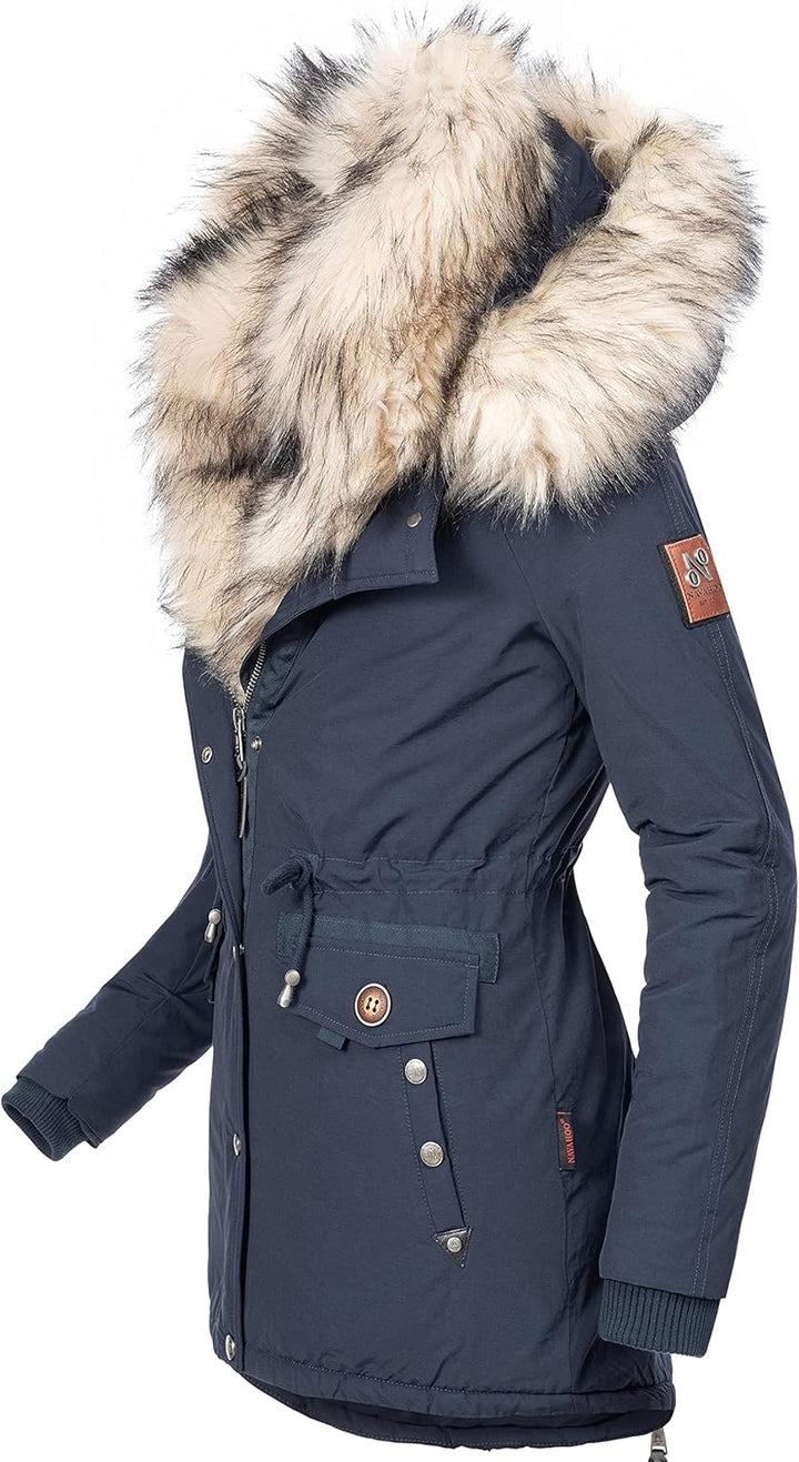 Navahoo Damen Warmer Winterparka mit Kapuze Sweety XS-XXL XS Navy, XS Navy