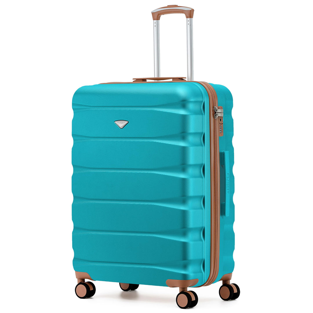 Flight Knight Leichter Koffer 25 Zoll Mittel Check In Koffer ABS Hartschale 4 Rollen Fuer easyJet Br