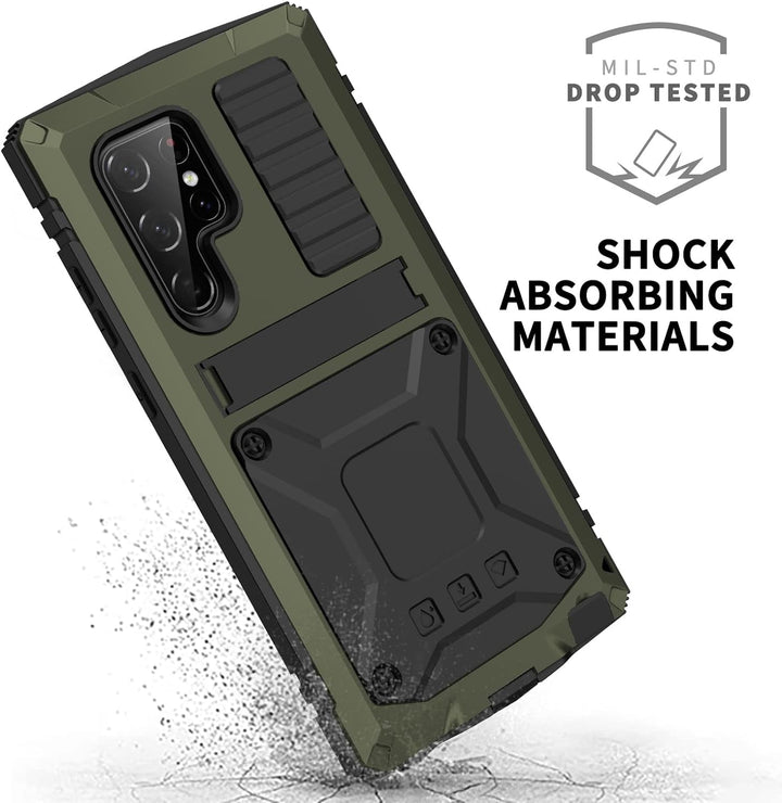 MIYIYQP Kompatibel mit Samsung Galaxy S23 Ultra 5G Metall hülle, Powerful Hybrid Schutz stossfest wa