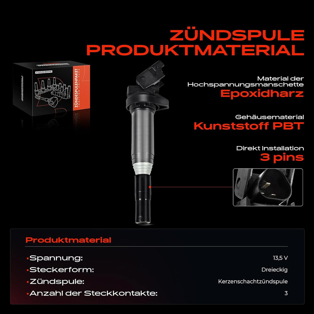 Frankberg 1x Zündspule Zündmodul Kompatibel mit 116i-135i 220i 316i-335i M3 520i-550i 630i-650i 735i