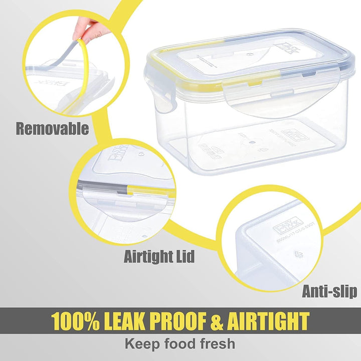EASYLOCK 6er-Set 180ML Luftdicht Plastik Frischhaltedosen Mit Deckel, Rechteckig Kleine Aufbewahrung