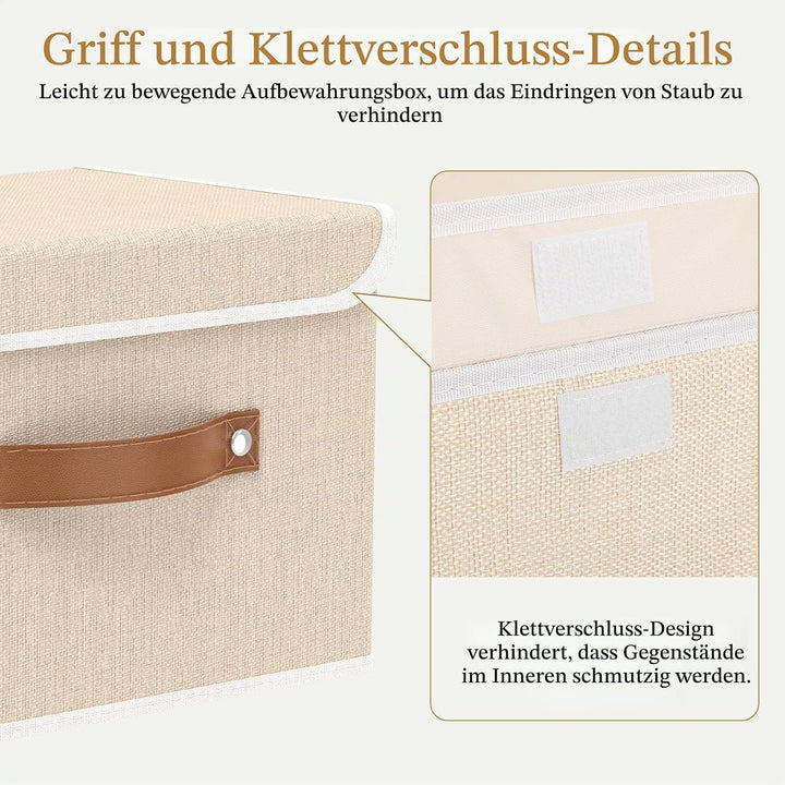 OUTBROS Aufbewahrungsboxe mit Deckel, 38 x 25 x 25 cm, Faltbare Stoffboxen,Aufbewahrungskörbe,kleide