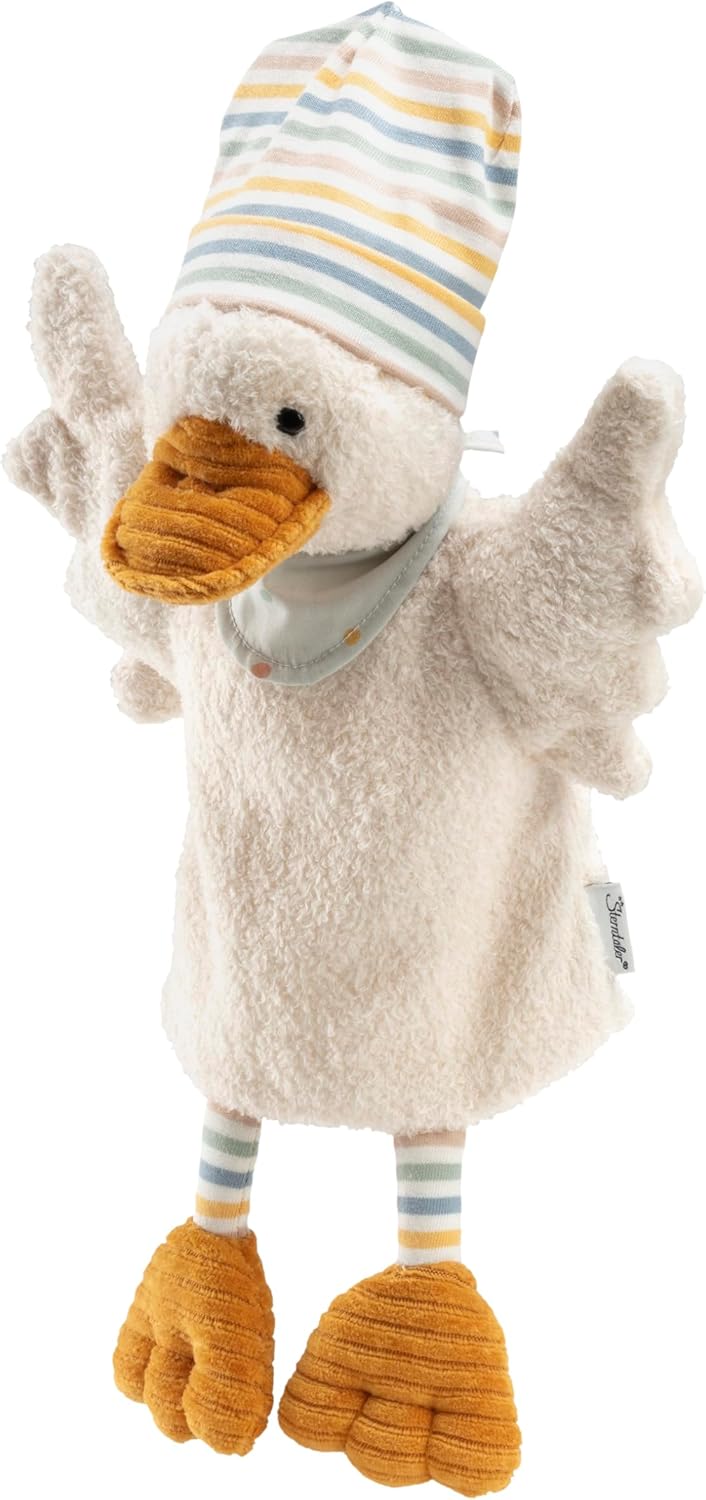 Sterntaler Handpuppe Ente Edda Lou mit Beanie Mütze, perfekt zum Geschichten erzählen, für das Kaspe