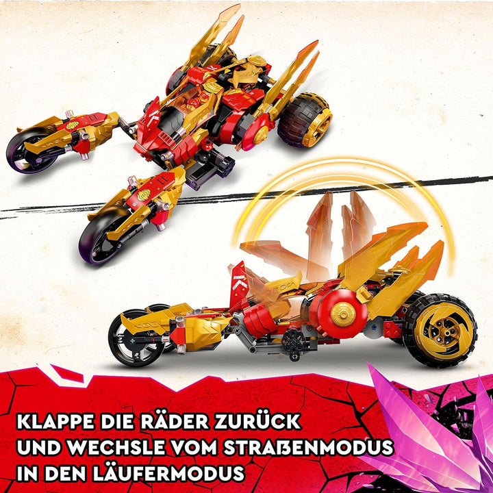 LEGO 71773 NINJAGO Kais Golddrachen-Raider Set, Auto mit Kai und Goldener Drache Zane als Minifigure