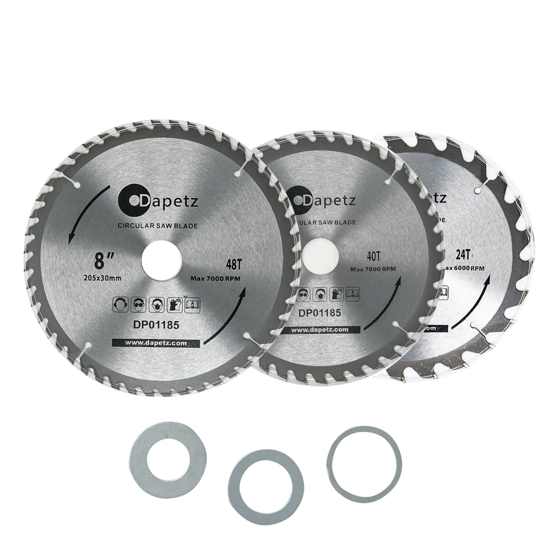 Silverl Rückpolster Kreissägeblätter TCT Kreissägeblätter 3pk 205 x 30 - 25, 18, 16 mm Ringe Kreissä