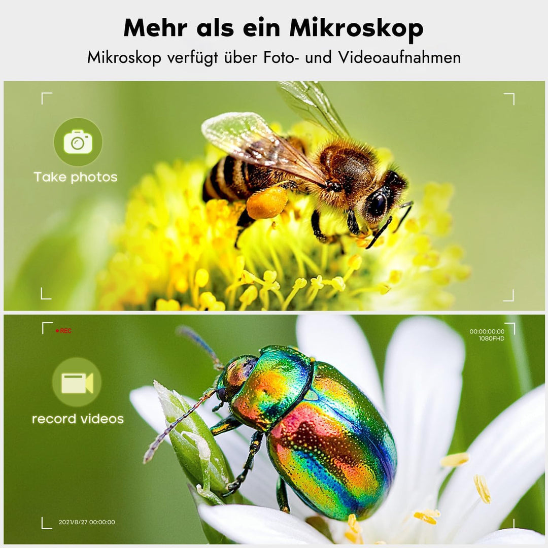 Leipan 7" LCD Digital Mikroskop, 1200X, 12MP, 1080P Video, 12 Objektträger, kabelgebundene Fernbedie