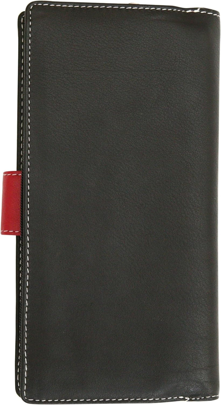 Felda - Damen Geldbörse aus Echtleder - Fächer für Smartphone, Karten & Scheine - RFID-Schutz - Schw