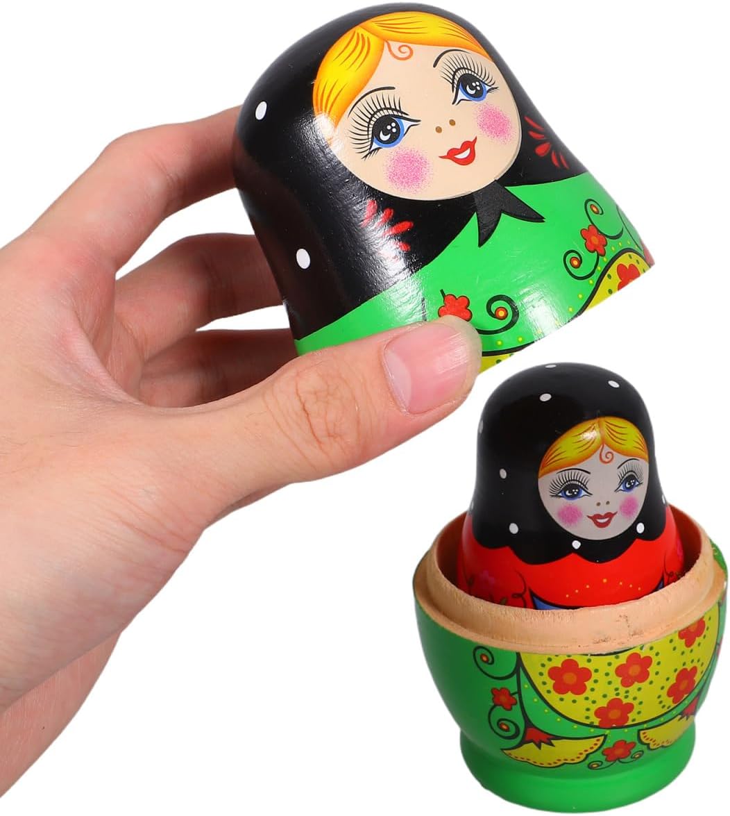 ULTNICE 5er Set Traditionelle Russische Holzmatrjoschka Puppen im Originaldesign Handbemalte Schacht