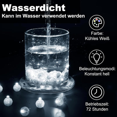 100 Stück LED Ballons Lichter, Mini LED Licht Luftballons Lichter, Runde Led Ballonlichter Weiss Lat