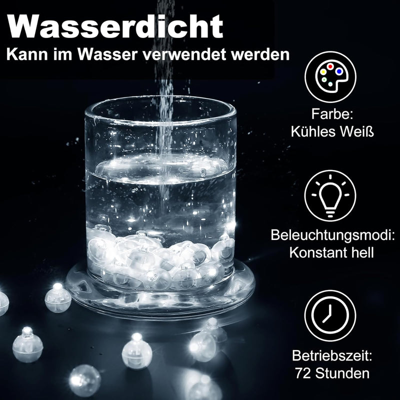 100 Stück LED Ballons Lichter, Mini LED Licht Luftballons Lichter, Runde Led Ballonlichter Weiss Lat