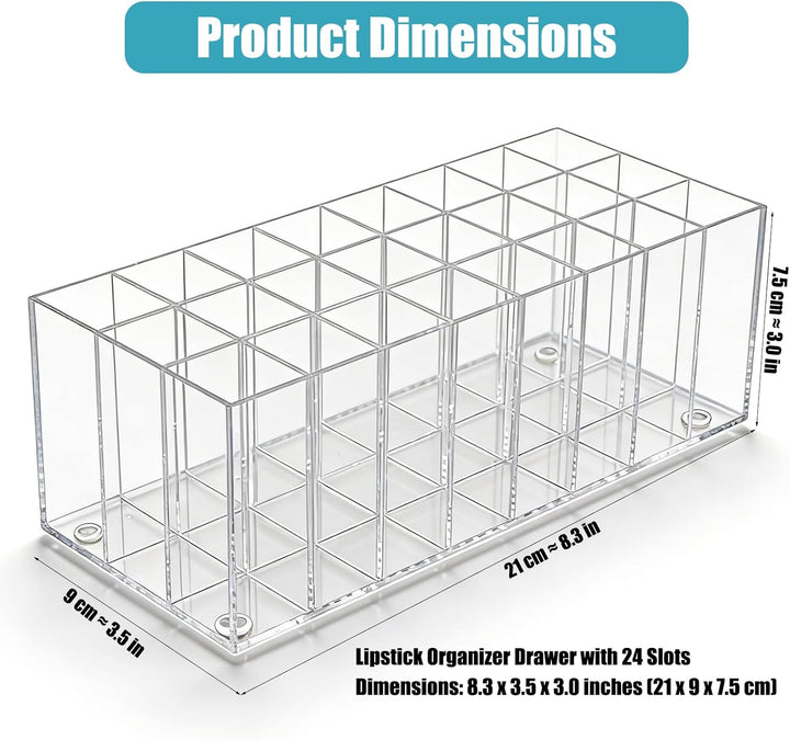 Lippenstift Organizer Aufbewahrungsbox mit 24 Plätzen, Acryl-Lipgloss-Ständer, für Pinsel, Lippensti