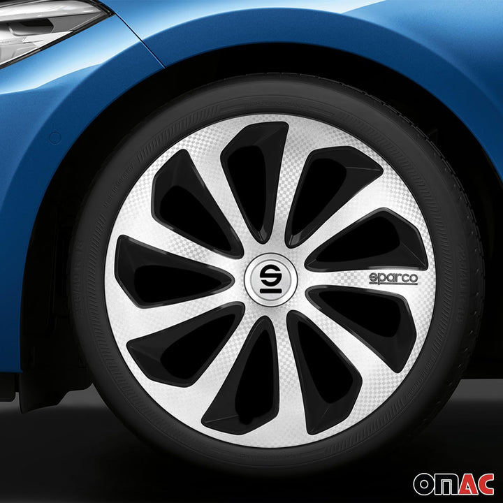 Satz Sparco Radzierblenden Sicilia 15-Zoll Silber/Schwarz/Karbon