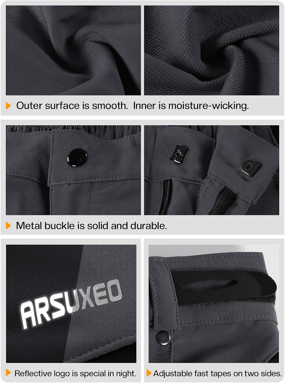 ARSUXEO Herren Radhose Loose Fit MTB Shorts Wasserabweisende Outdoor Sporthose mit 7 Taschen 1202 M