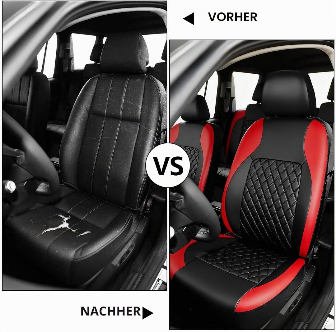 9 Stück Leder Autositzbezüge Sets,Wasserdichtes Sitzbezüge Auto Komplettset,Wasserdicht Vordersitze