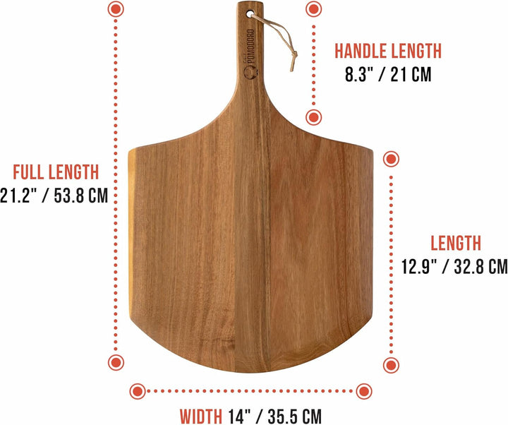 Chef Pomodoro - Pizzaschieber - 35,5 cm - Langer Griff um Verbrennungen zu vermeiden - leichte Pizza