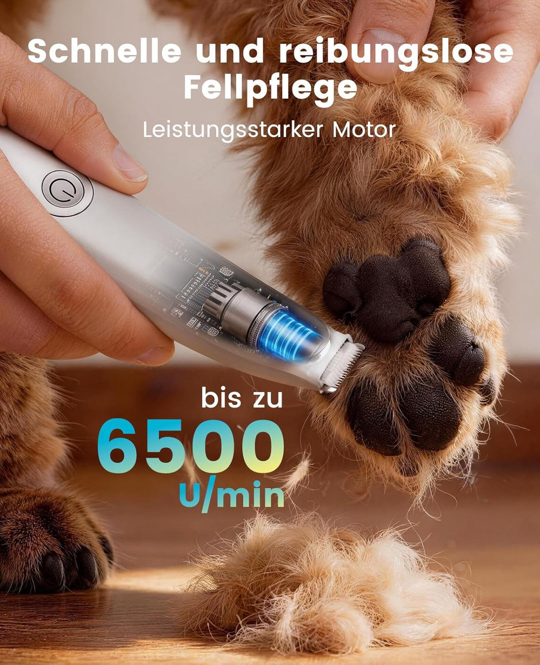 oneisall Pfotentrimmer für Hunde Extra Leise mit LED-Licht,Schermaschine Katze Hundepfoten Trimmer d