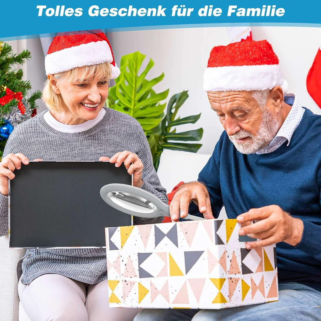 Lupe mit Licht 5-Fache, Dimmbare Lupenlampe mit Licht und Ständer für senioren gross Lupenleuchte, L