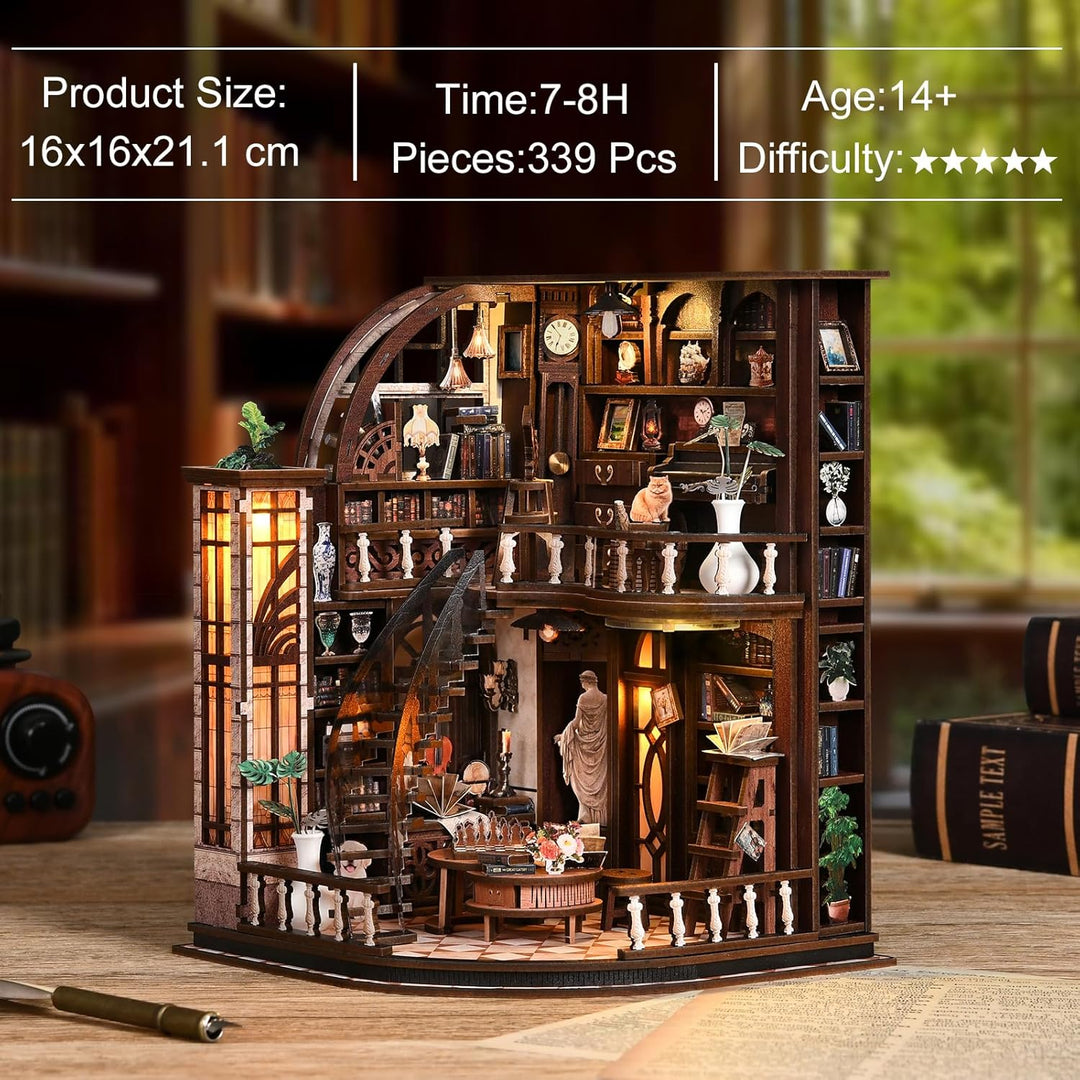 Book Nook Kit, DIY Miniatur Haus Puppenhaus Bausatz Bücherregal Deko für Jugendliche und Erwachsene（