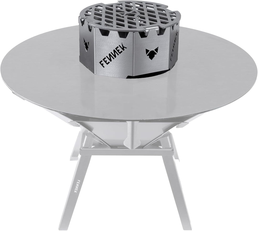 FENNEK BBQ Wok Aufsatz für Feuerplatten mit Loch Ø 20 cm | Halter für Woks, Dutchoven, Grillrost UVM