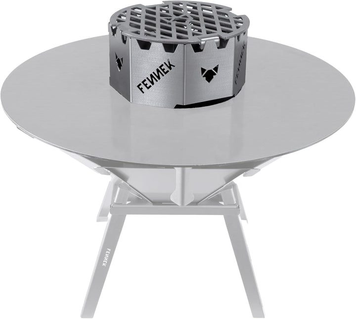 FENNEK BBQ Wok Aufsatz für Feuerplatten mit Loch Ø 20 cm | Halter für Woks, Dutchoven, Grillrost UVM
