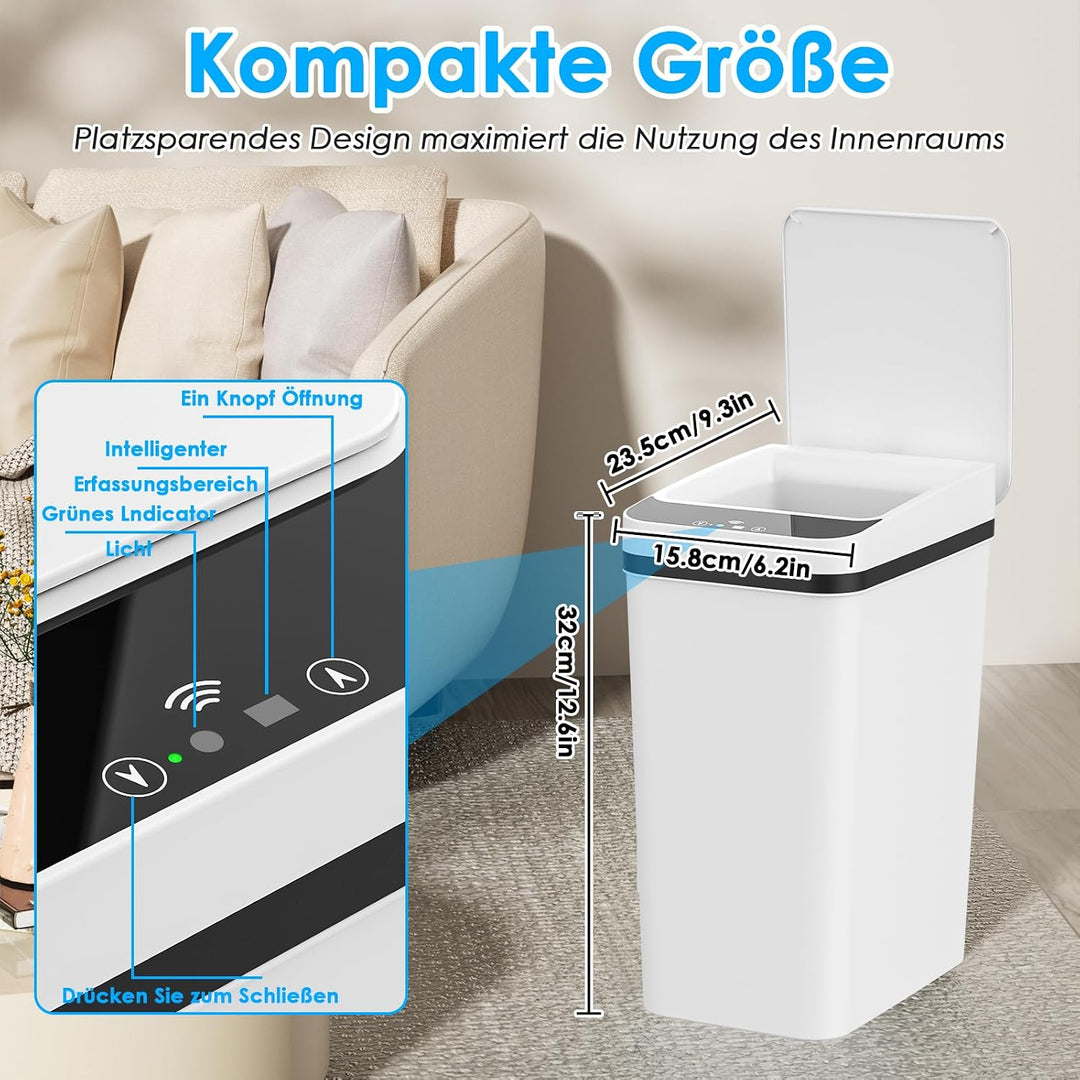 Dreamhigh® 2er Set Mülleimer mit Sensor, 12L Elektrischer Mülleimer mit Automatischem Deckel, Smart