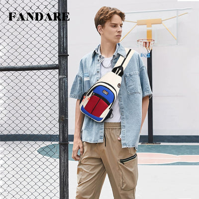 FANDARE Unisex Brusttasche Sling Bag Schulrucksack Sporttasche Herren Damen Schulranzen Umhängetasch