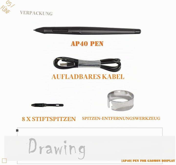 GAOMON ArtPaint AP40 Wiederaufladbare Stift PD1560