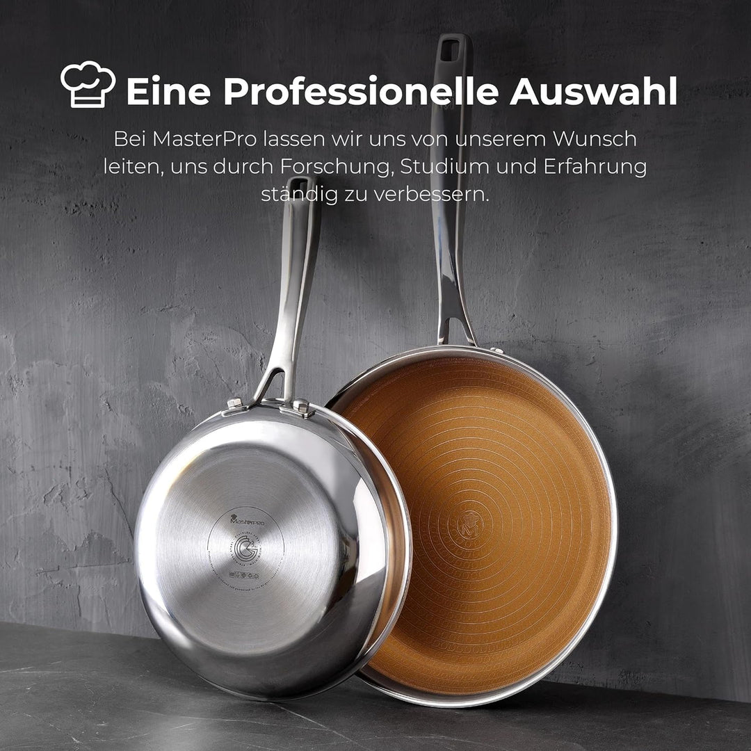 MasterPRO Giro 3 | Pfanne Antihaftbeschichtet 28 cm | Mit Dreifacher Edelstahl- und Aluminiumschicht