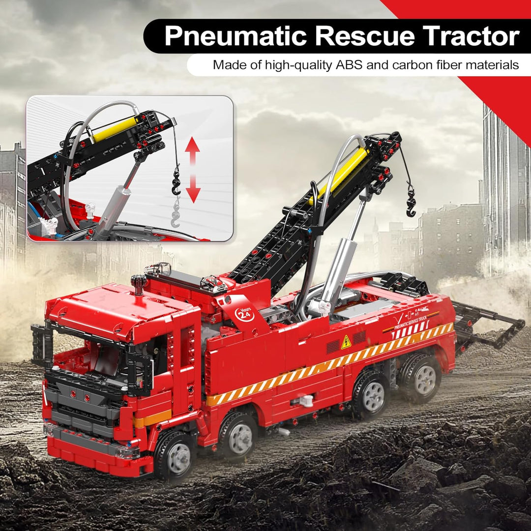 Mould King 19017 Technik Ferngesteuert Anhänger, 1653 Teile 2.4Ghz RC mit 3 Motor, Technik Kran LKW