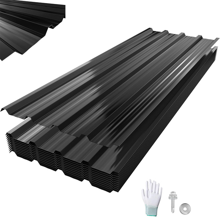 24x Trapezblech Profilblech 129,5 x 45 cm = 14 m² Schwarz – Verzinkt, Wetterfest &amp; Korrosionsbeständ