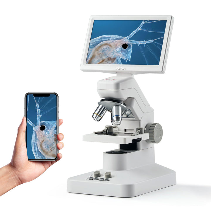 TOMLOV DM301 Pro Biologisches Mikroskop 1200X: 7" Digital Mikroskop mit HDMI-Ausgang für Erwachsene