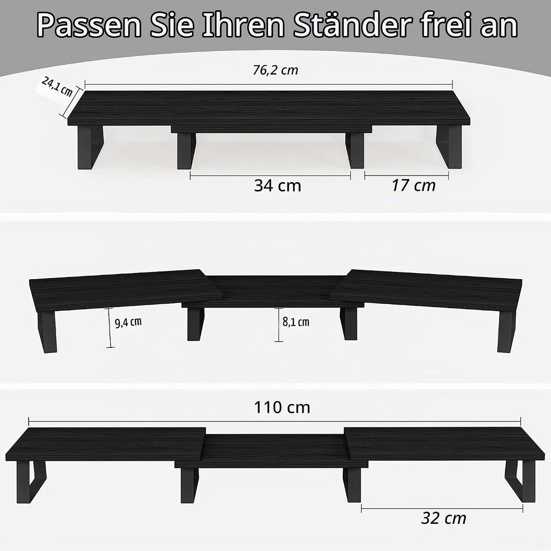 Aothia Gross Monitorständer,2- oder 3-Monitor Stand,Bildschirmerhöhung mit verstellbarer Länge und W