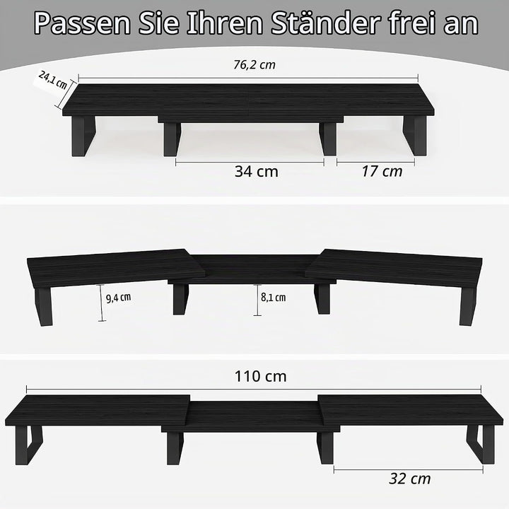 Aothia Gross Monitorständer,2- oder 3-Monitor Stand,Bildschirmerhöhung mit verstellbarer Länge und W
