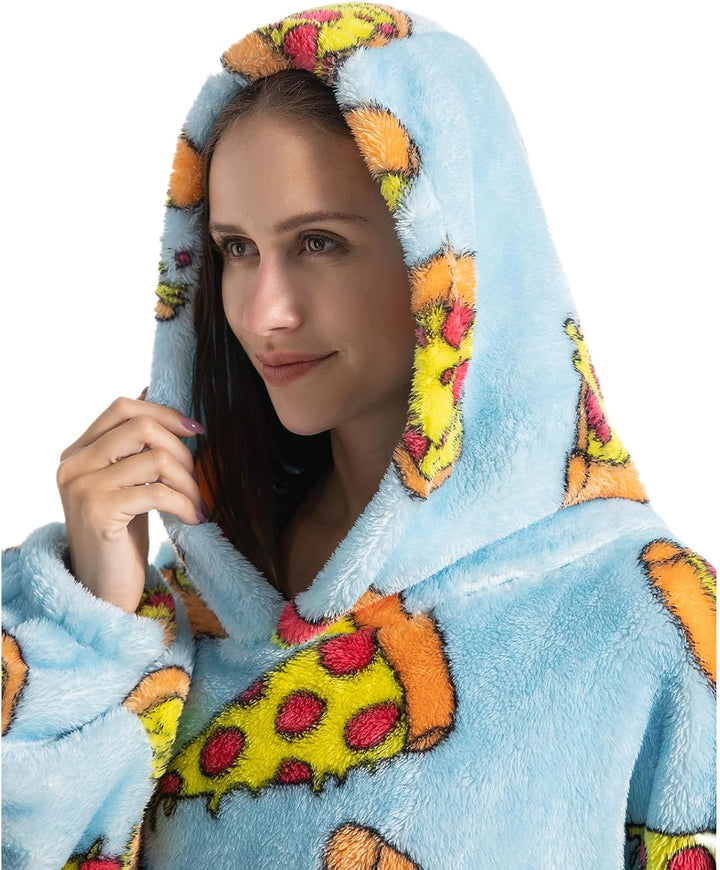 Ultra Weiche Hoodie Decke mit Ärmeln Warme Flanell Decke zum Anziehen für Zuhause Sofa und Bett, Kus