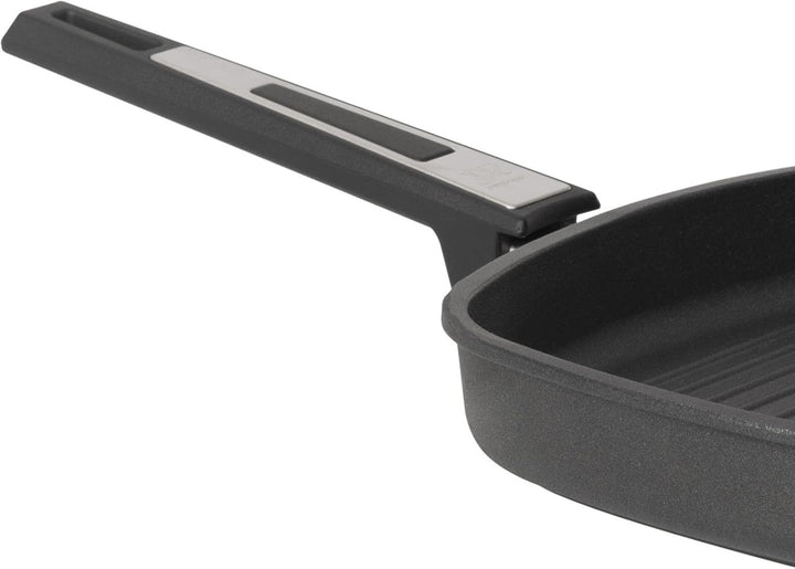 SKK grosse Aluguss Grillpfanne 28x28 cm - ohne Induktion - flache viereckige Antihaft Steakpfanne ge