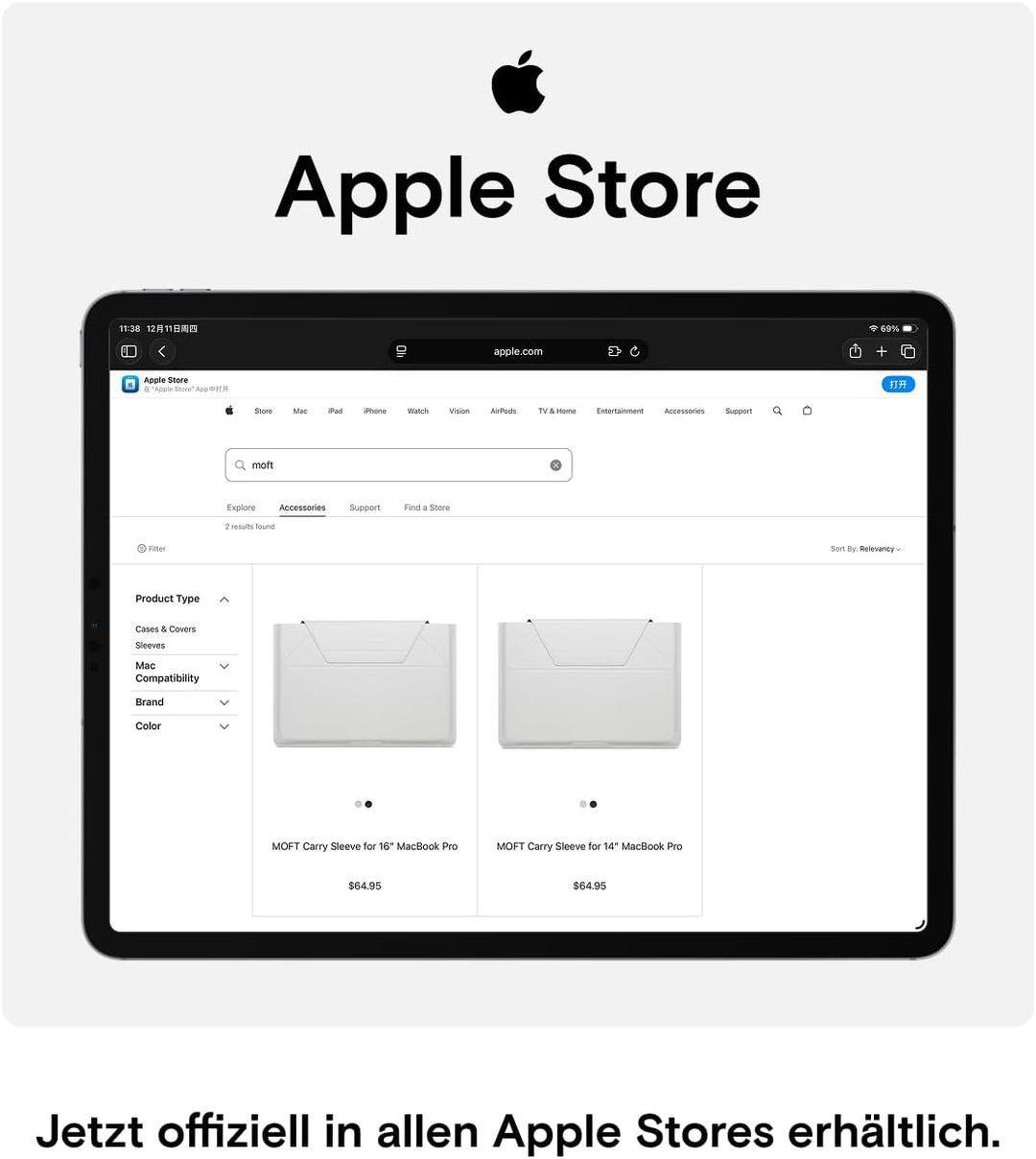 MOFT Laptoptasche Hülle &amp; Laptop Ständer für 13,3 Zoll Laptop, Vegan Leder Laptoptasche mit Erweiter