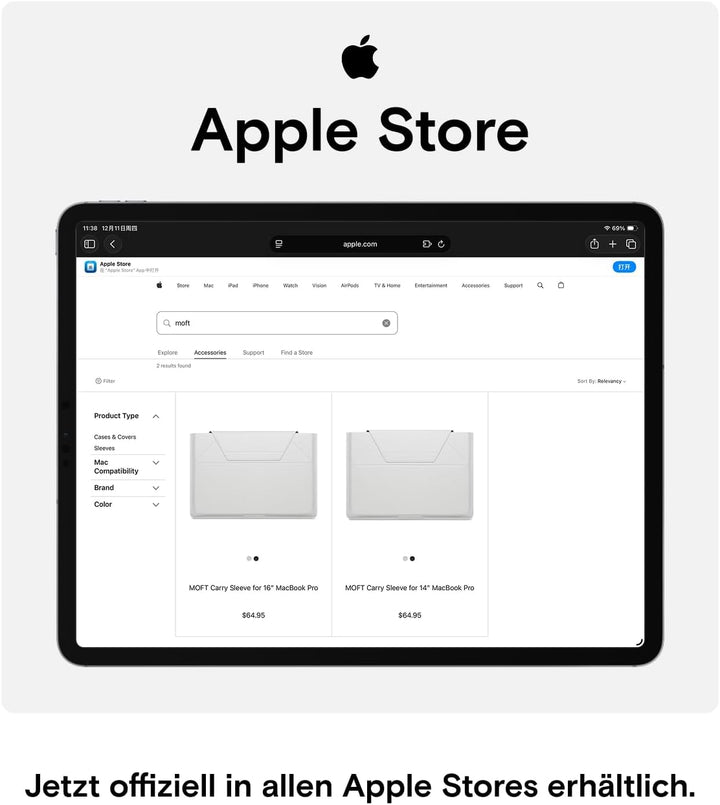 MOFT Laptoptasche Hülle &amp; Laptop Ständer für 13,3 Zoll Laptop, Vegan Leder Laptoptasche mit Erweiter