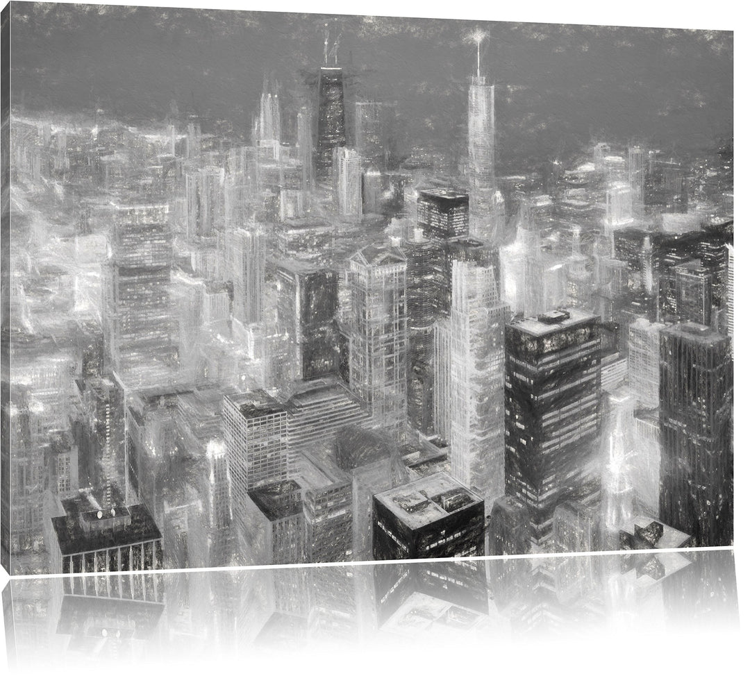 Pixxprint Luftaufnahme Chicago als Leinwandbild/Grösse: 100x70 cm/Wandbild/Kunstdruck/fertig bespann