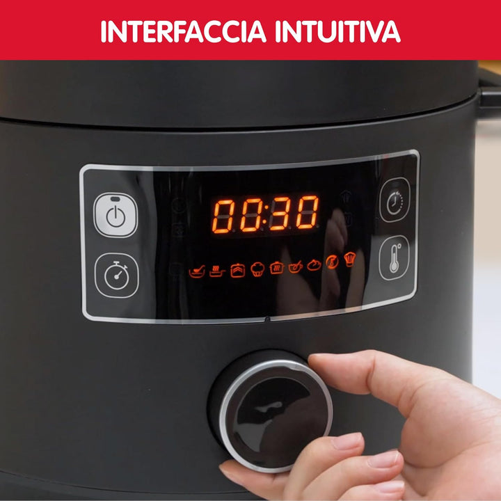 Moulinex Epic Turbo Cuisine CE7548 Elektrischer Schnellkochtopf, 1090 W, 10 Automatikprogramme, Damp