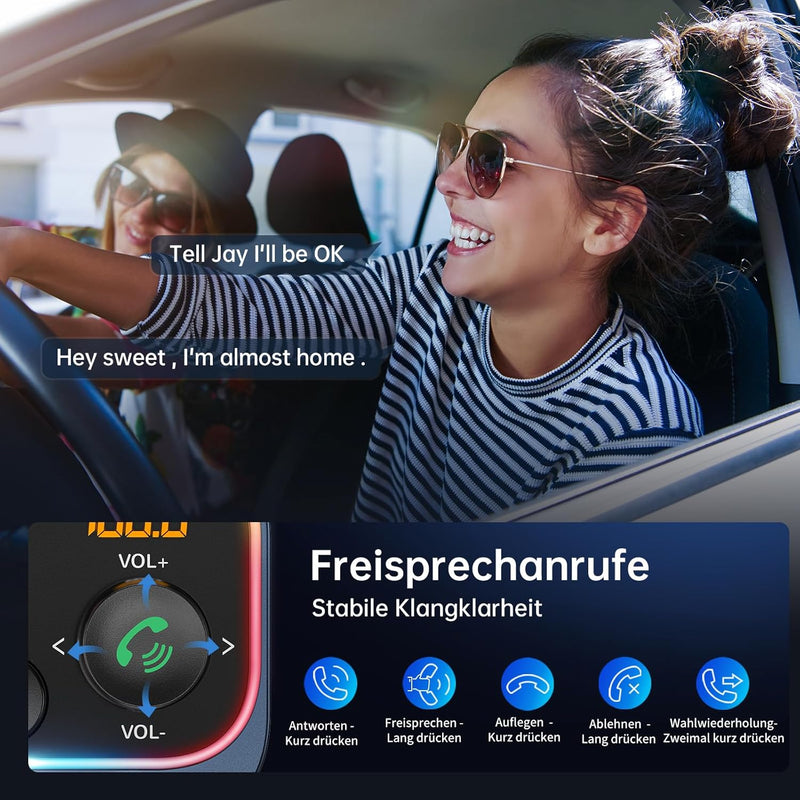 Syncwire FM Transmitter 5.4 Bluetooth Adapter Auto 54W PD & QC 3.0 USB C Auto Ladegerät [Stärkere Du