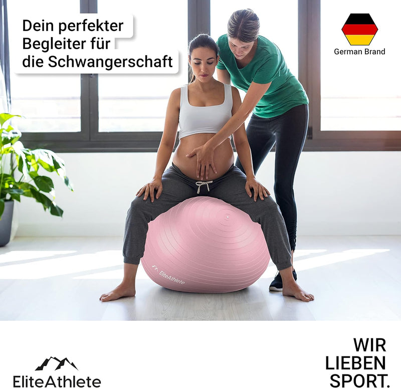 EliteAthlete Gymnastikball Sitzball Büro ergonomisch mit Anti Burst System - Fitness Pilates Schwang