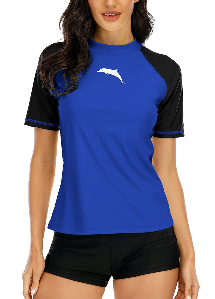 Halcurt UV Shirt Damen Kurzarm Rash Guard UPF 50+ Schwimmshirt Schnell Trocknender Badeshirt M-XXL L